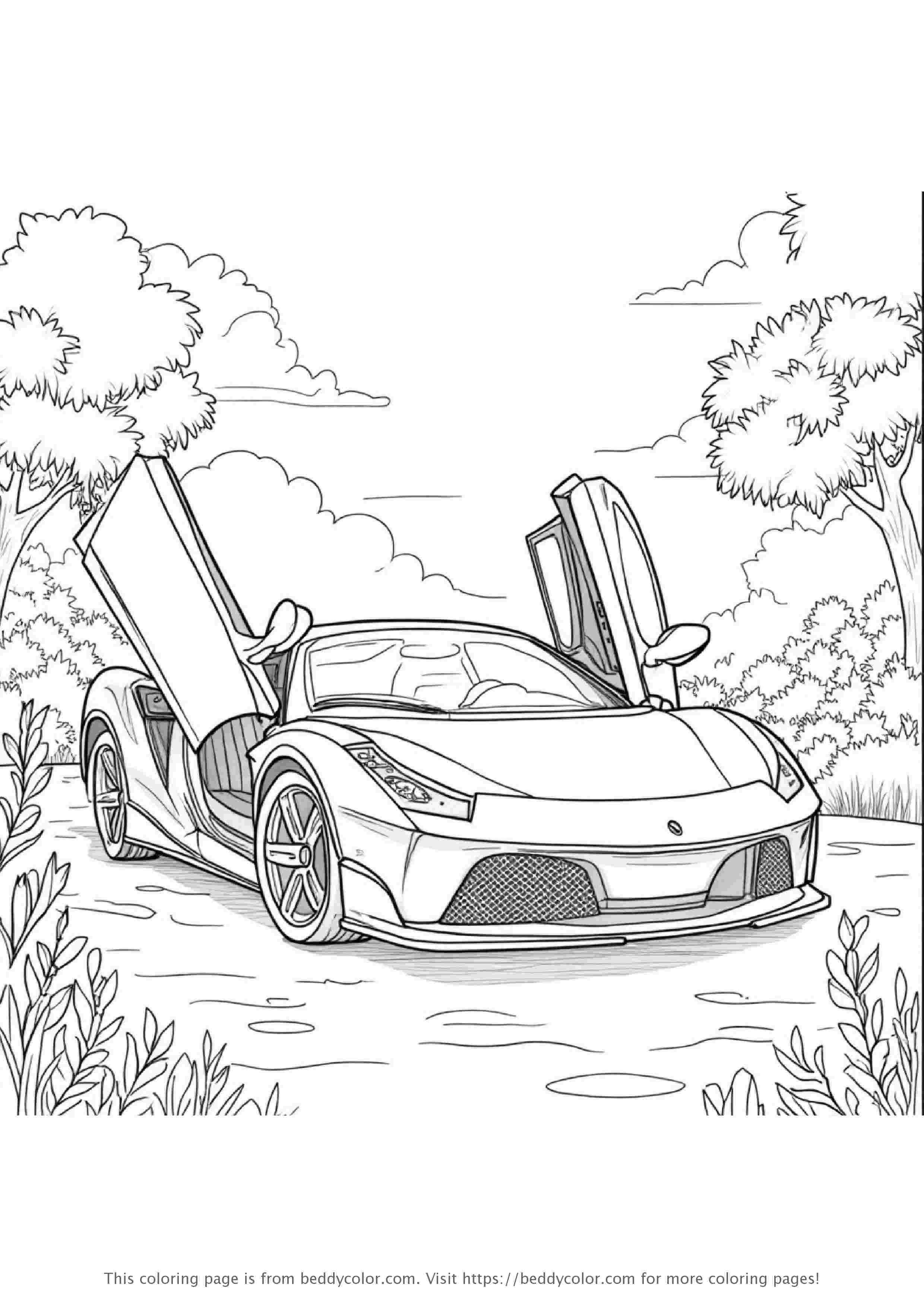 Sports Car with Open Doors