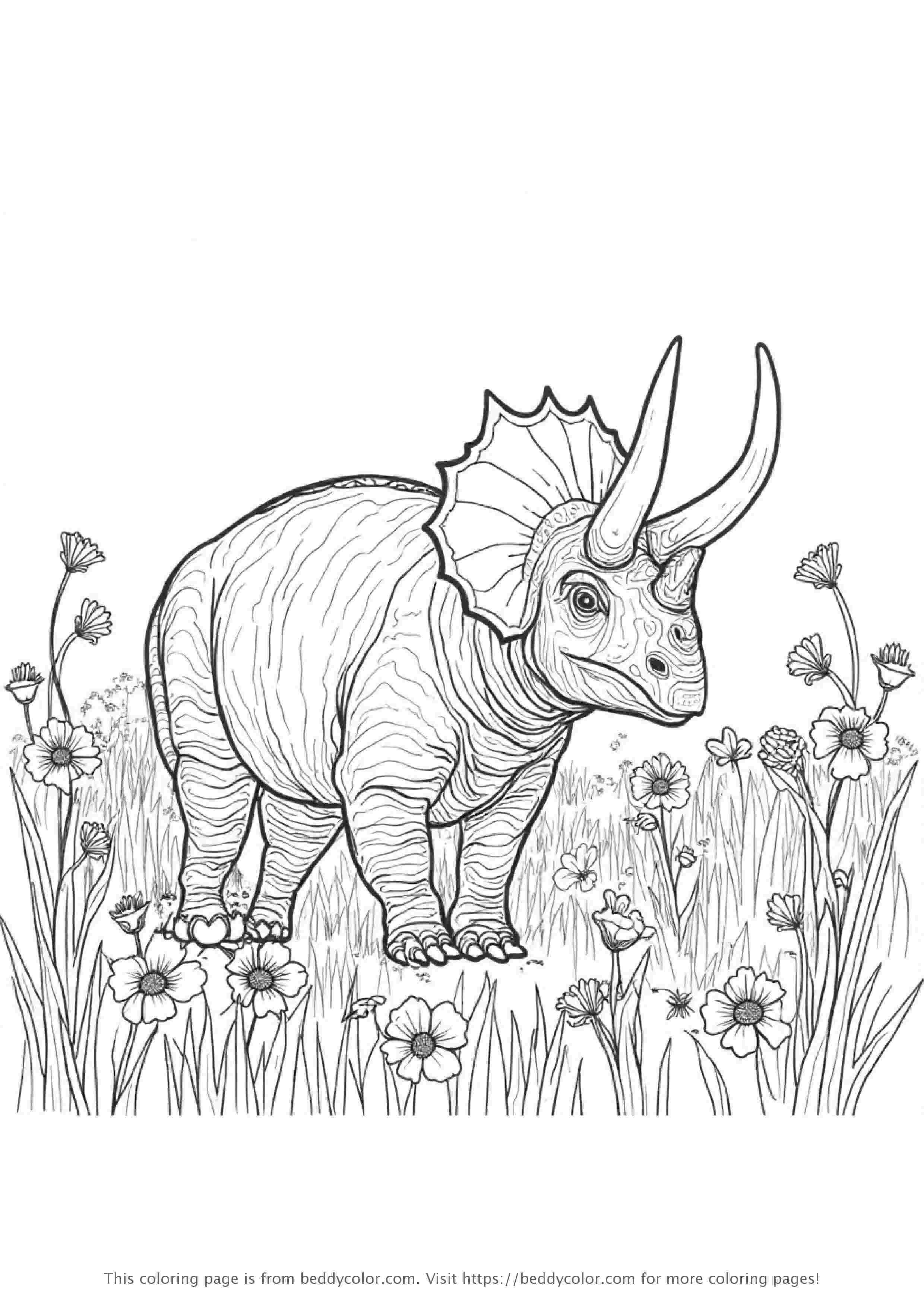 Triceratops in a Flower Field