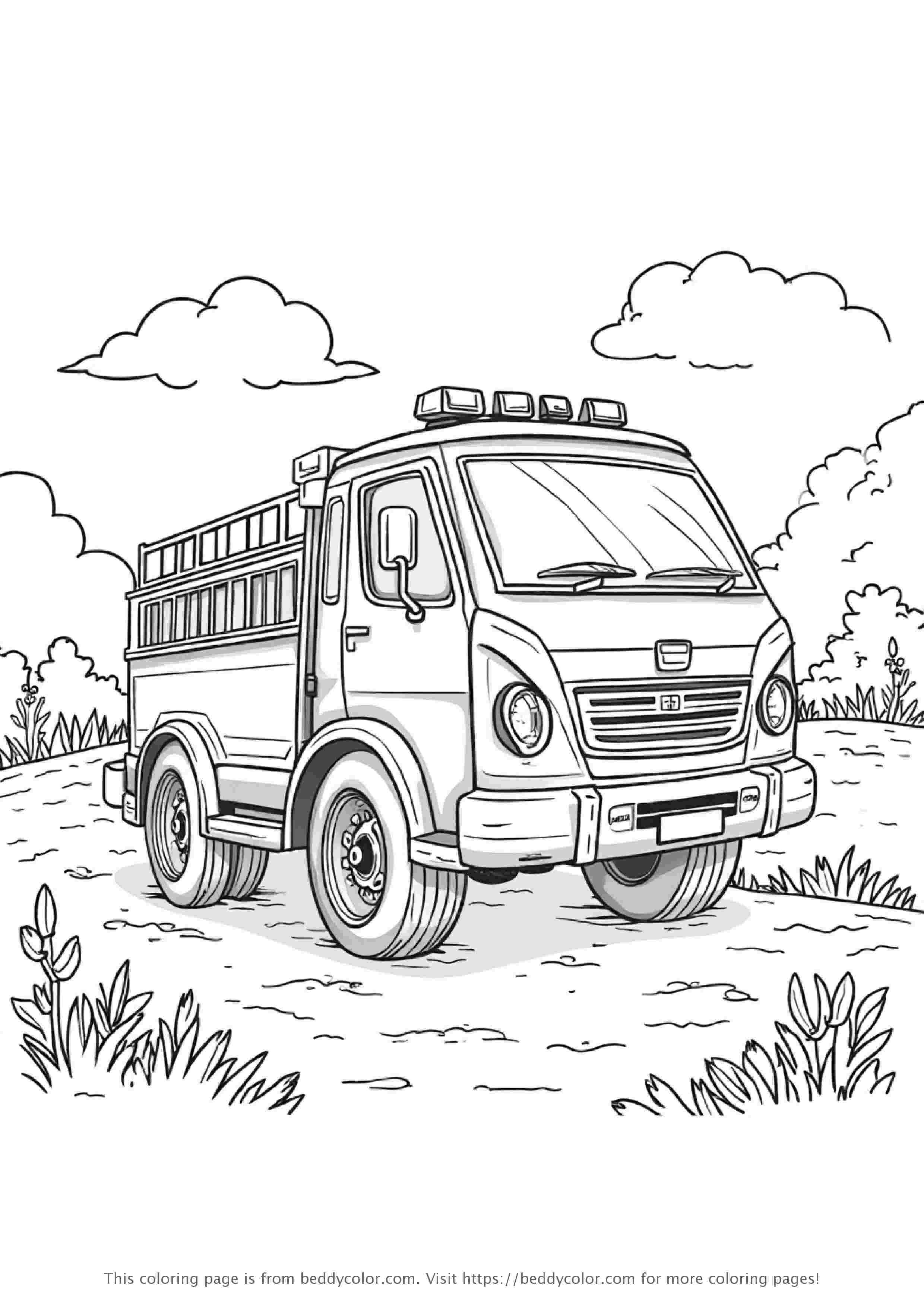 公路自行车和消防车