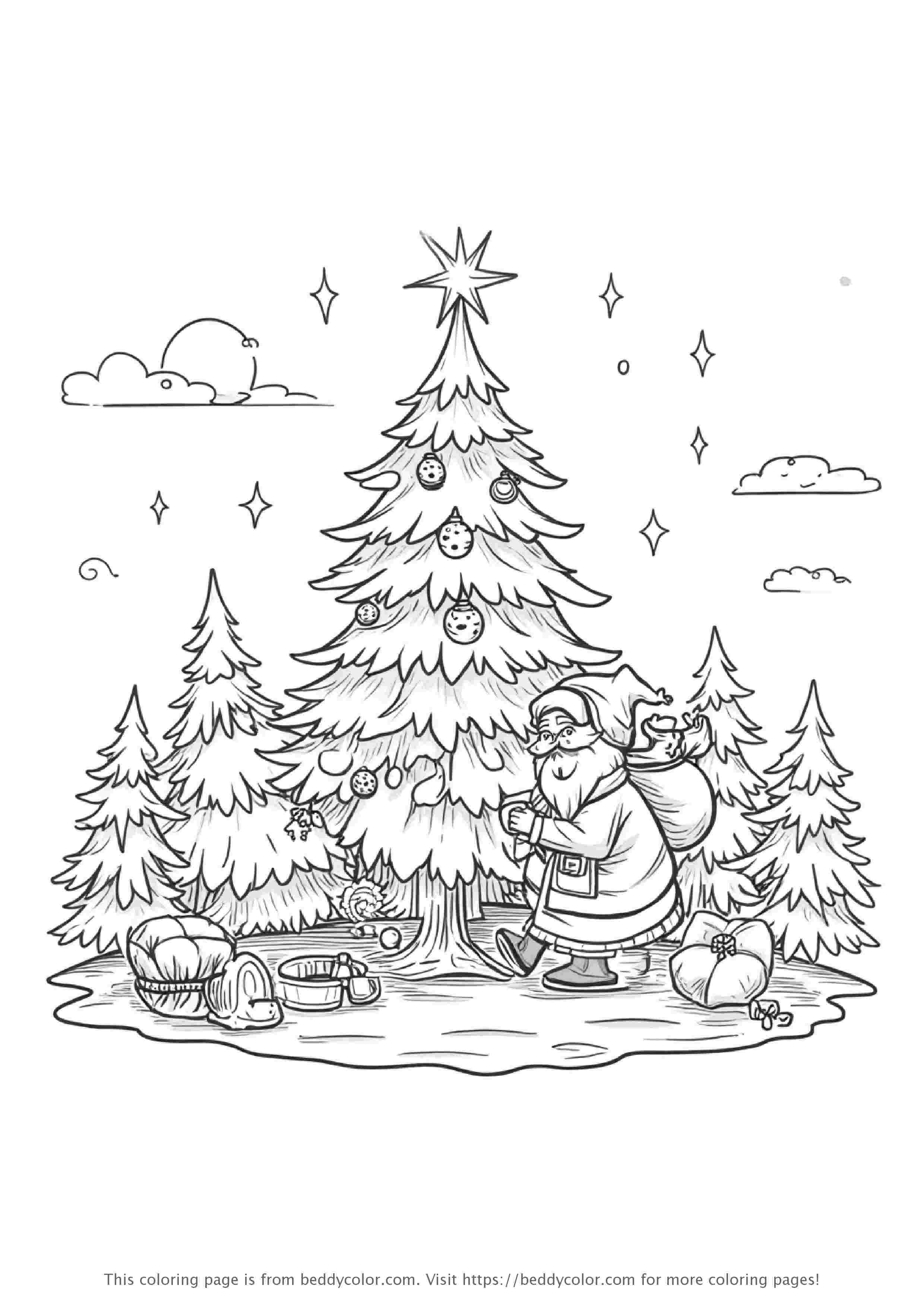 Christmas Tree and Santa Scene