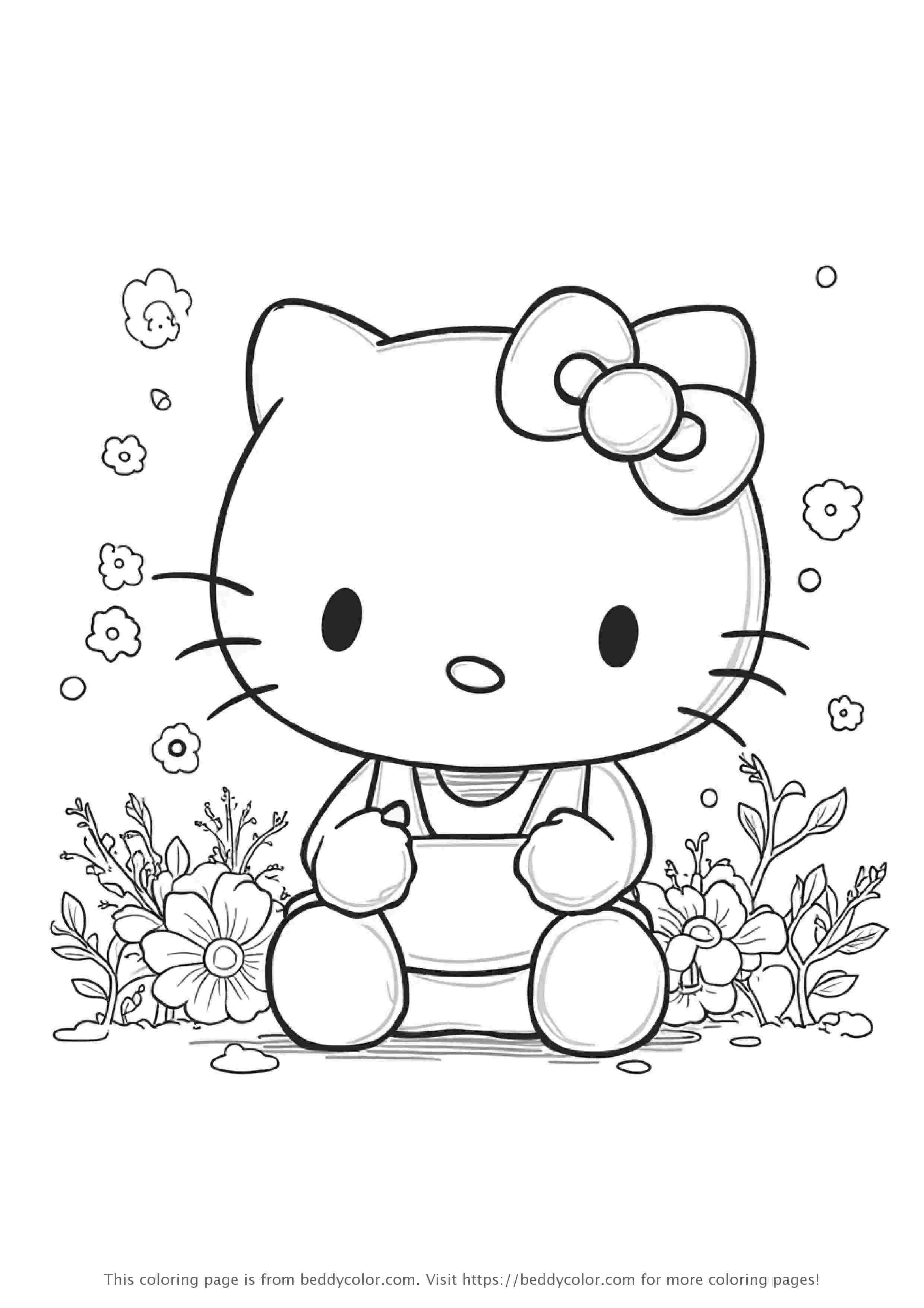 Hello Kitty painting a picture