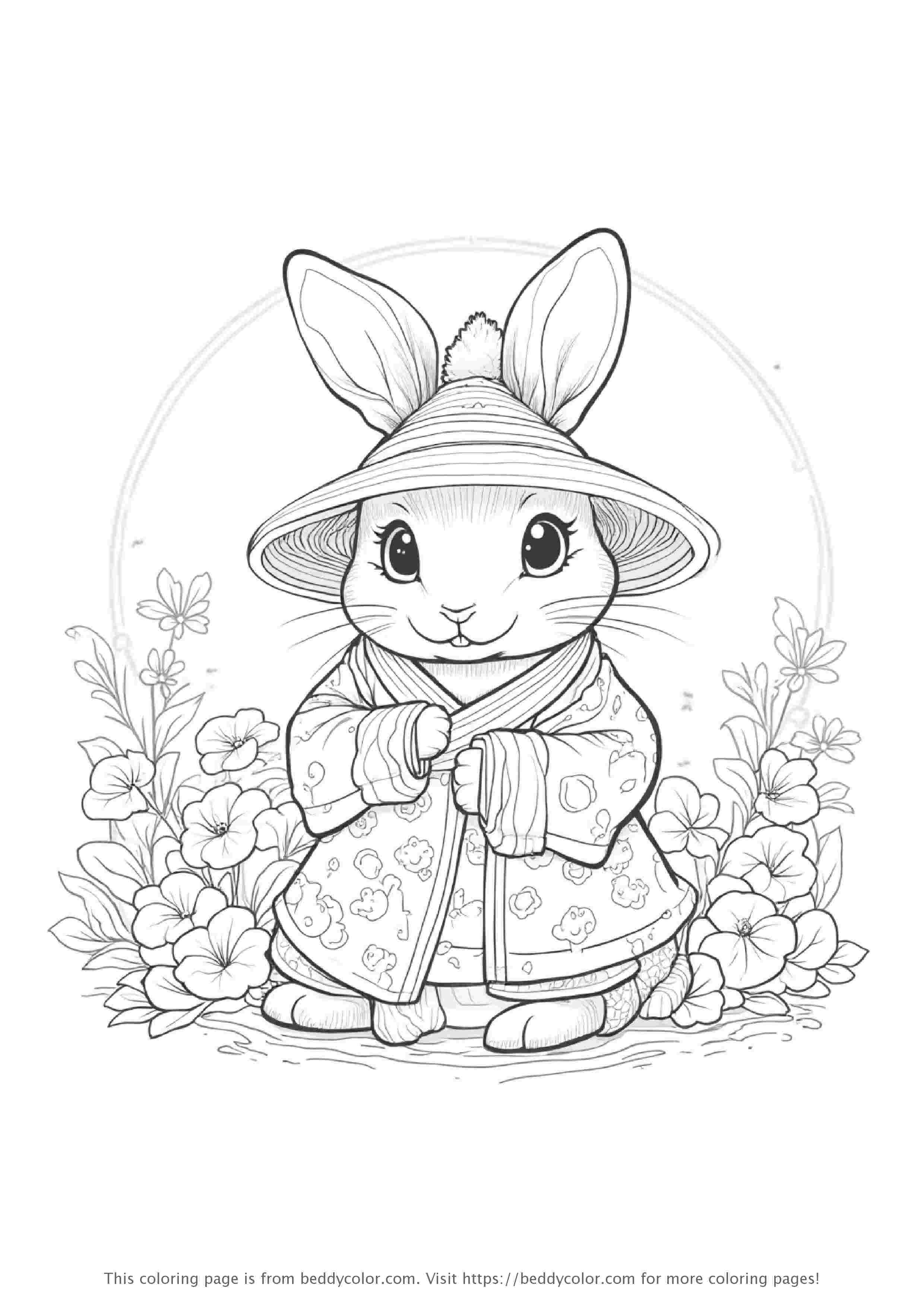 Rabbit in Traditional Chinese Hat