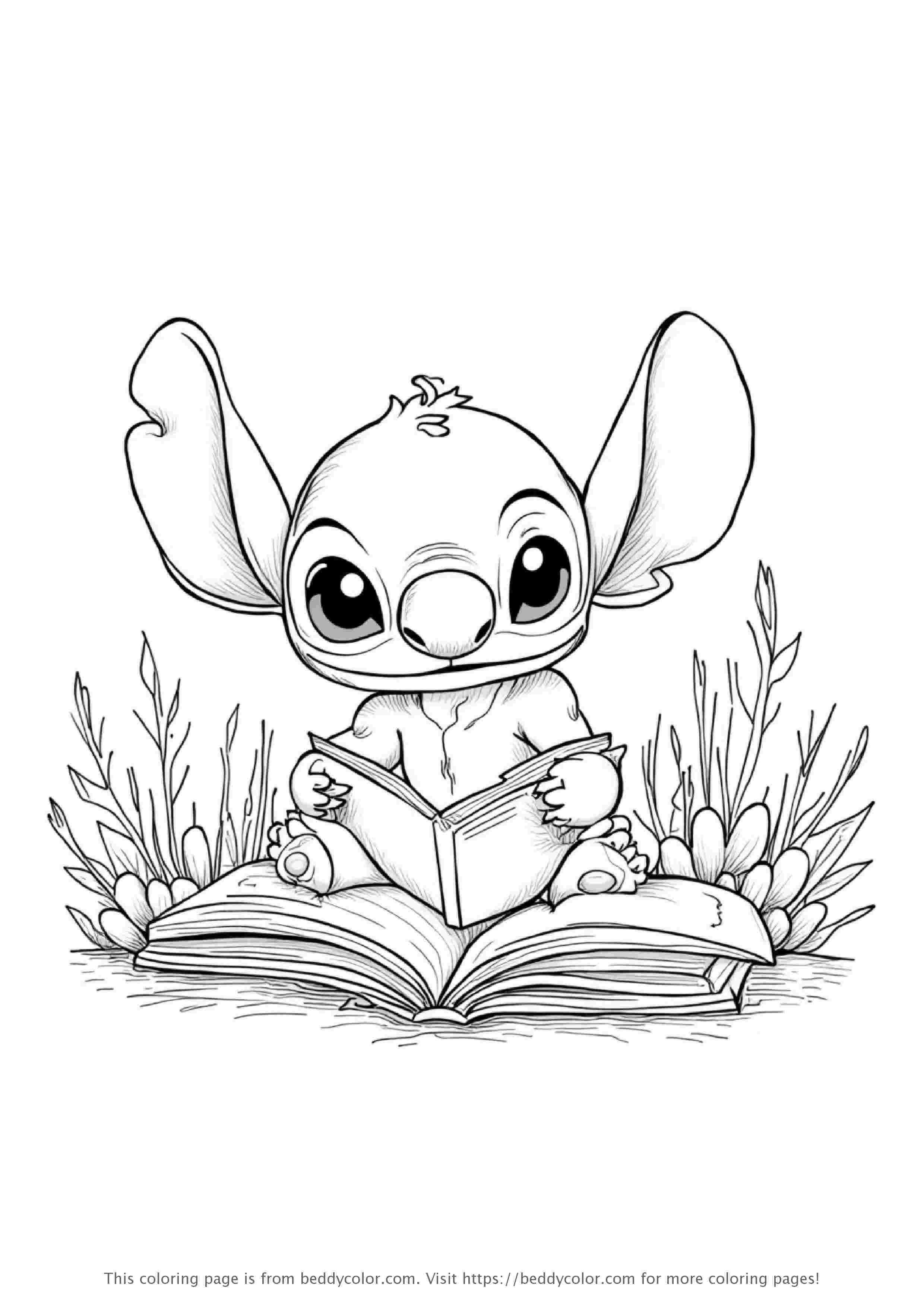 Stitch Reading a Book