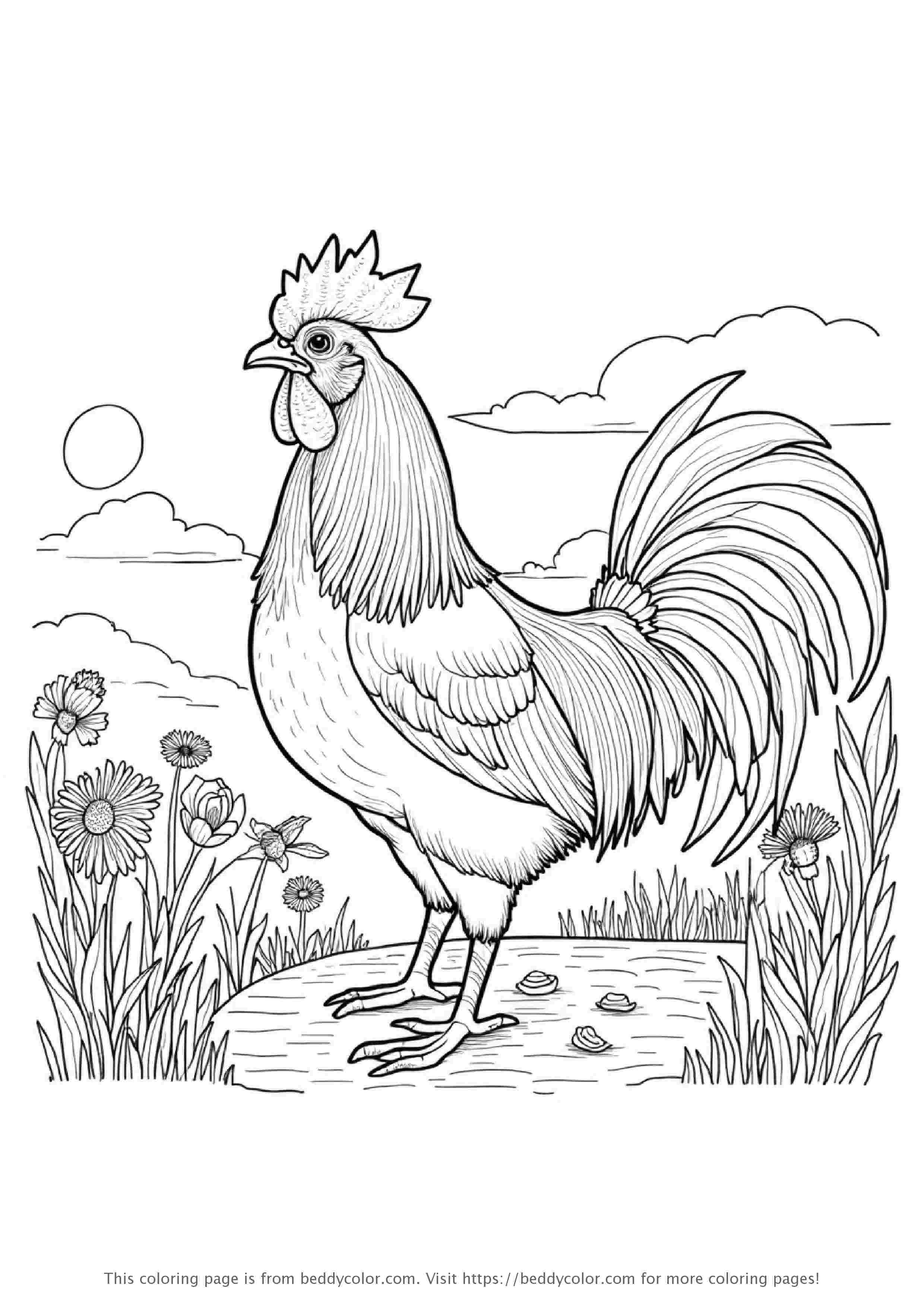 Rooster Crowing at Sunrise