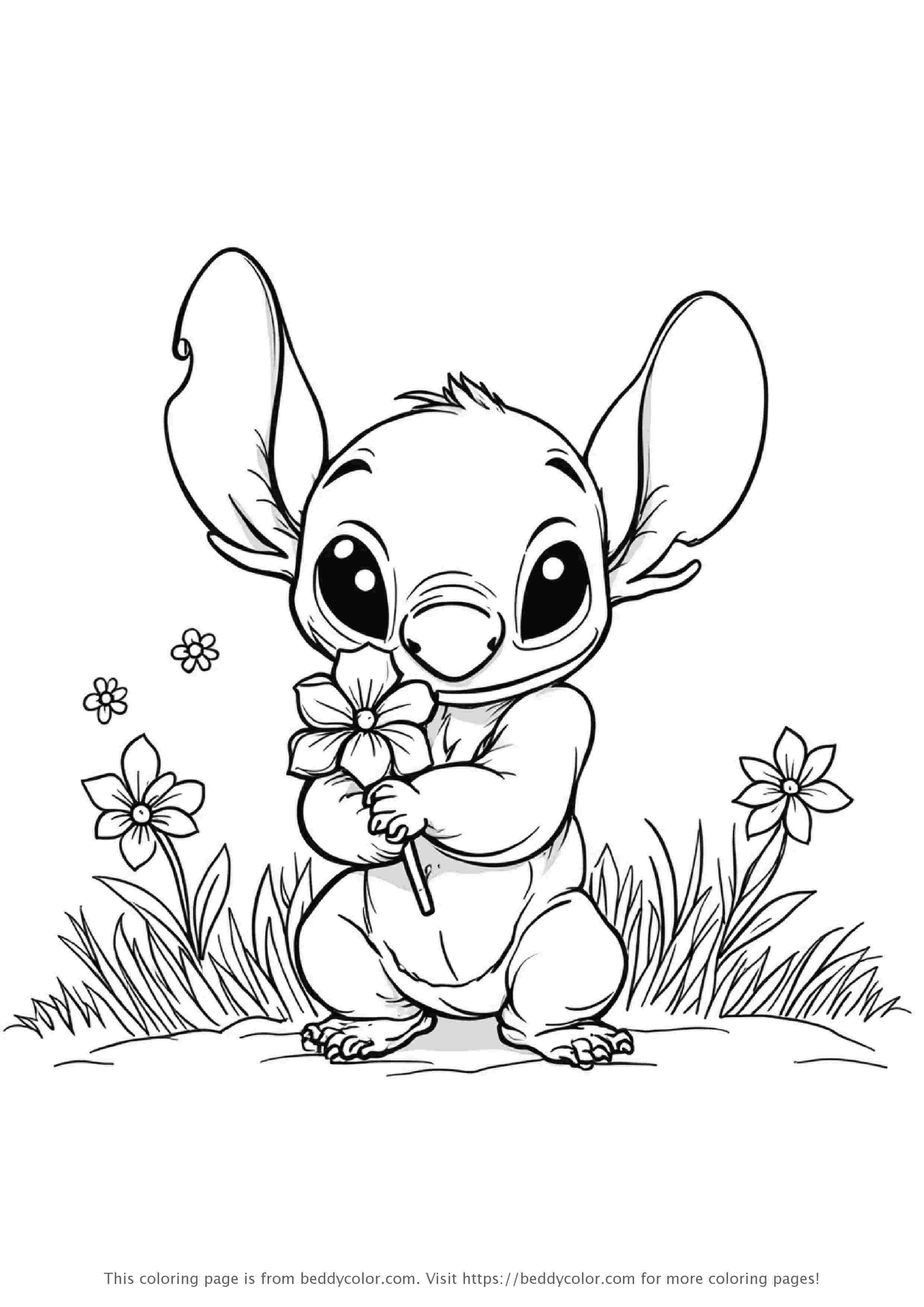 Stitch Holding a Flower