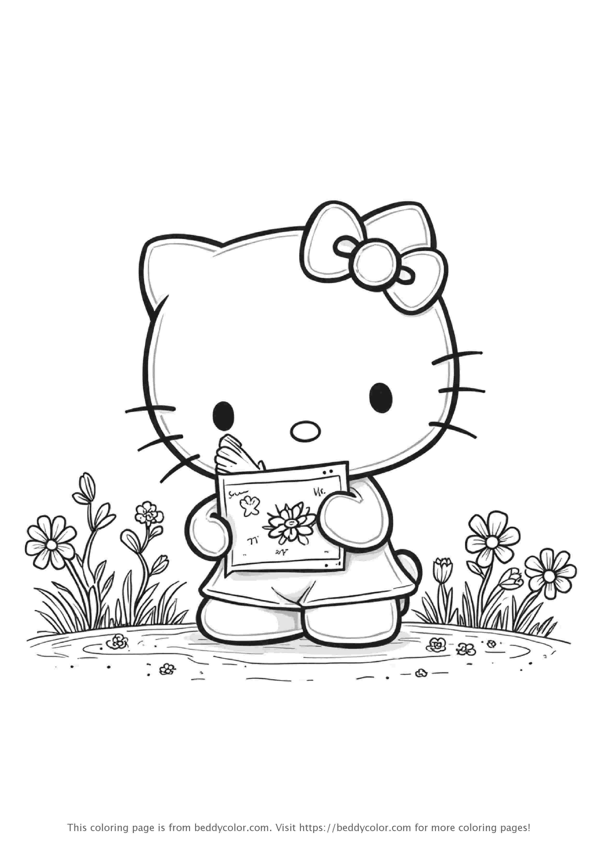 Hello Kitty sending a letter