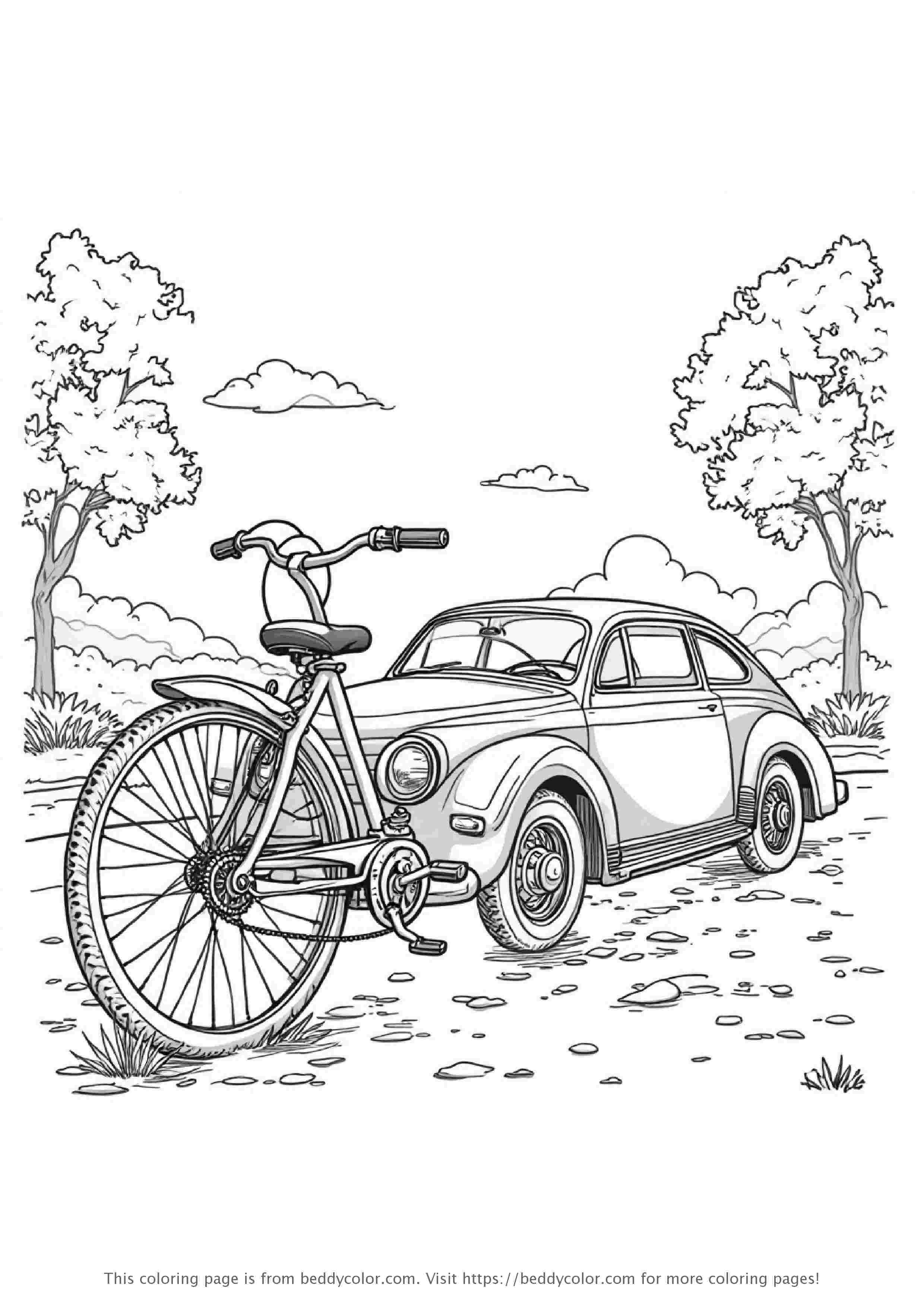 公路自行车与古董车