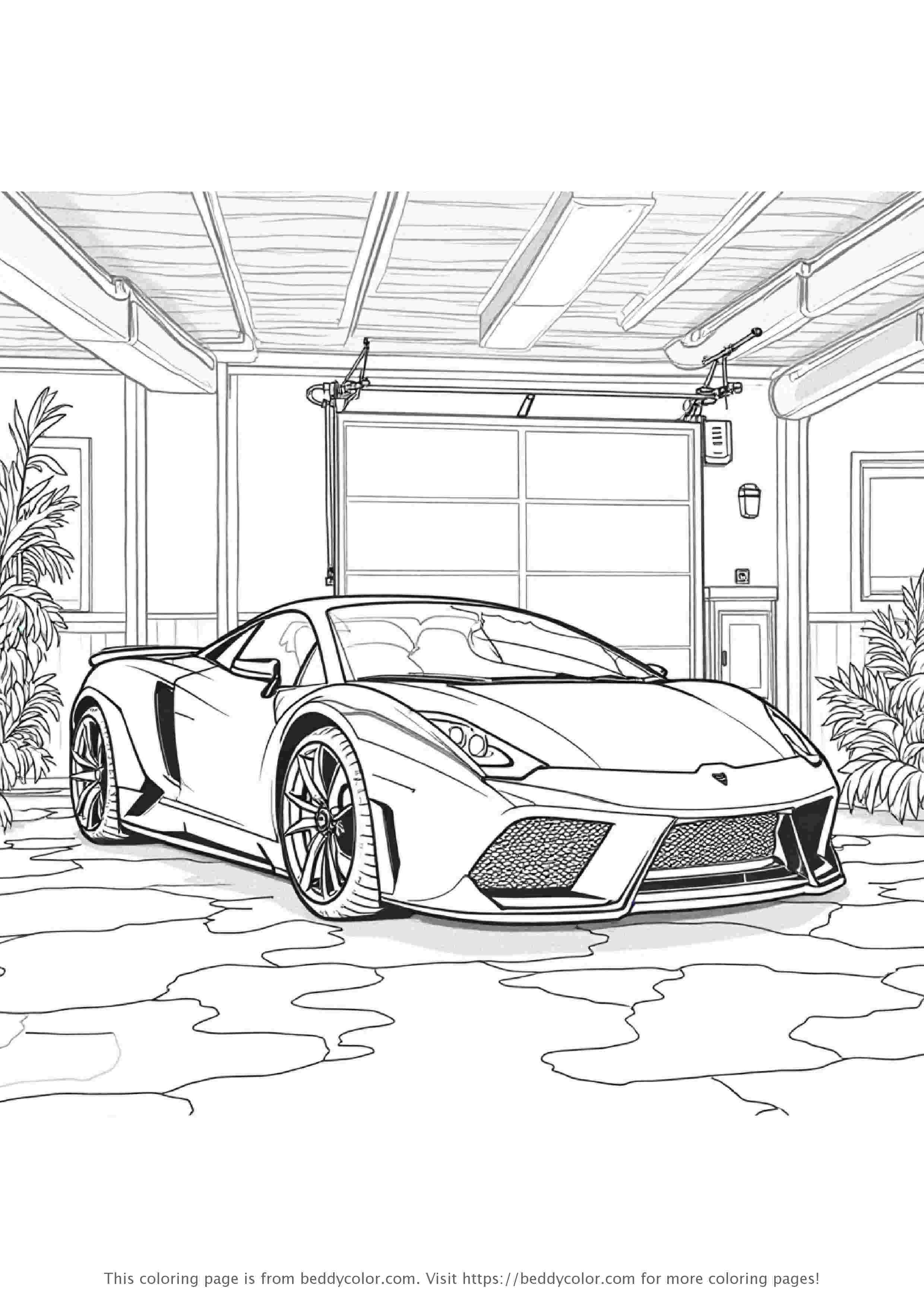 Sports Car in a Garage