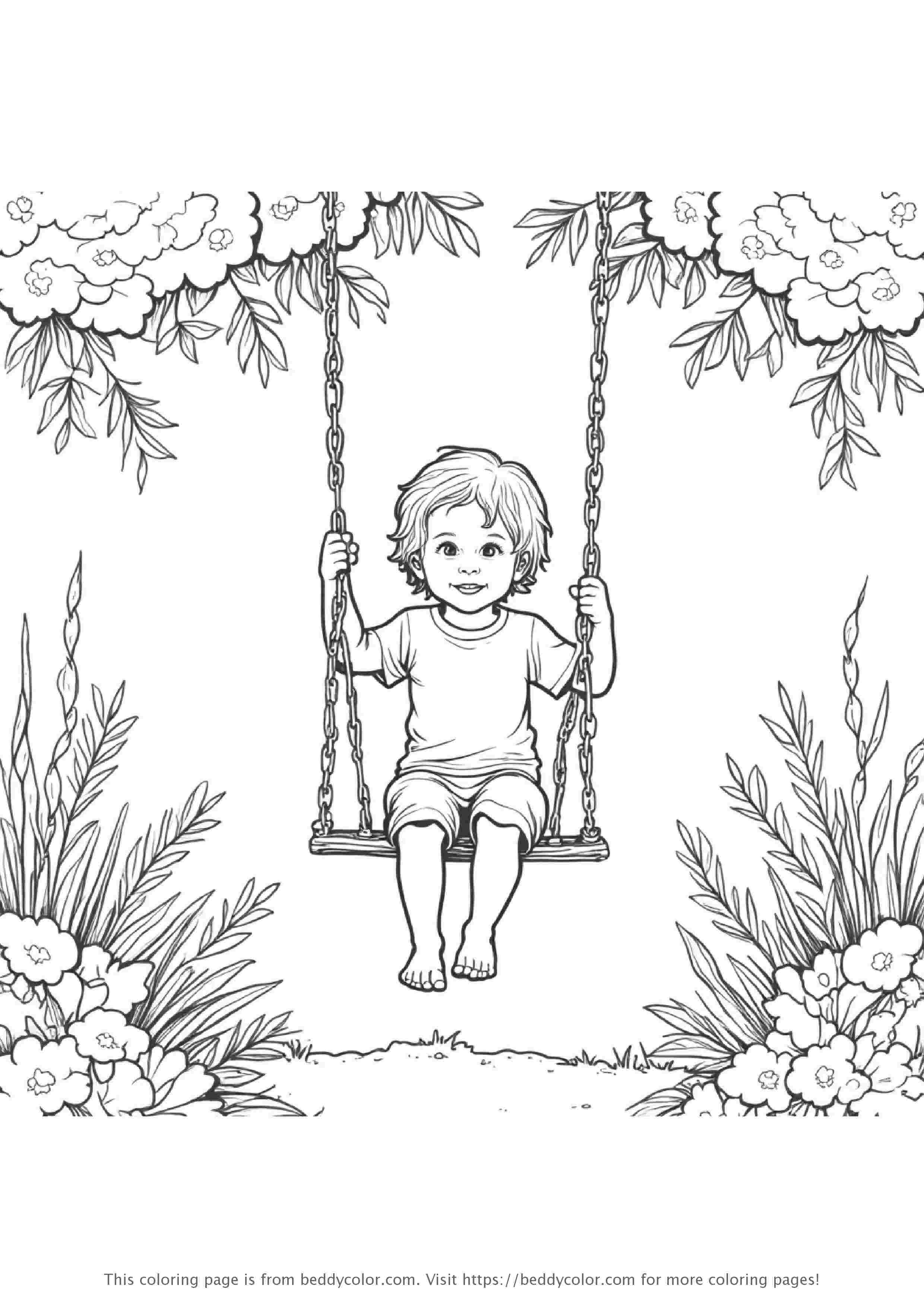 Child swinging on a swing