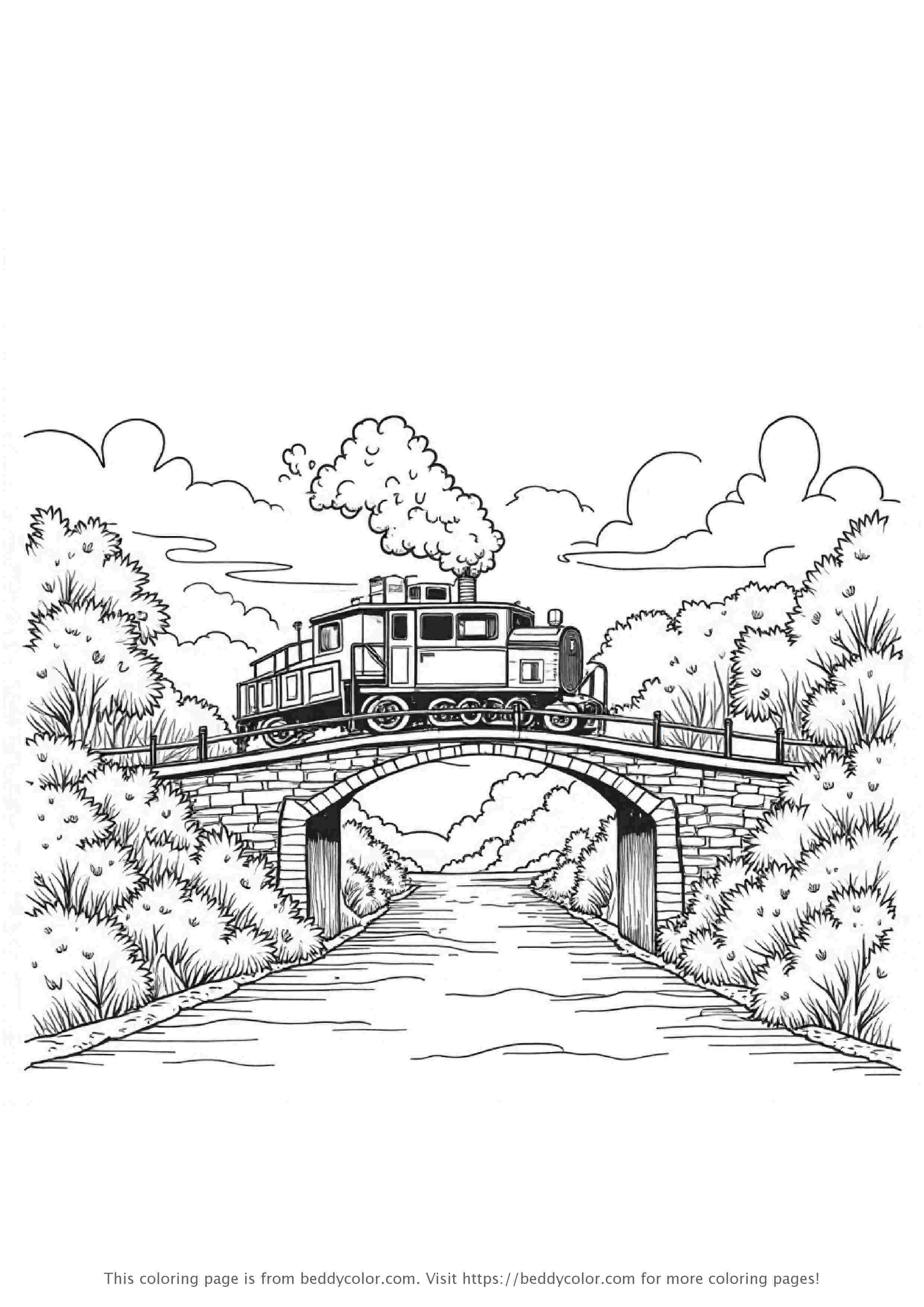 Steam Train Crossing Bridge